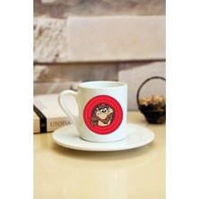 Tazmanya Canavarı Baskılı Beyaz Türk Kahvesi Fincanı 2