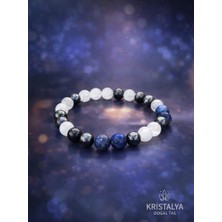 Kristalya Migren Baş Ağrısı Bilekliği - Lapis Lazuli Florit Aquamarin Havlit Selenit Doğaltaş Bileklik