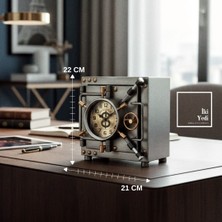 İki Yedi Konsept Solanke Kasa Tasarımlı Masa Saati, Masa Üstü Saat, Ofis Hediyesi, Bankacıya Hediye Finans Aksesuarı