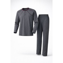 Mutlu City Erkek Interlok Rahat Kalıp Sıfır Yaka Yüksek Kalite Pamuk Pijama Takımı 16670