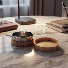 İki Yedi Konsept Bostock Bambu Kapaklı Metal Küllük, Masa Üstü Küllük ve Kültablası, Ofis ve Ev Aksesuarı Hediyelik