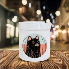 Siyah Kara Kedi Baskılı Seramik Kokusuz Küllük Hediyelik Ne Hediye Alınır
