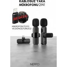 Neffo Type-C Girişli Kablosuz Yaka Mikrofonu Seti – Çift Mikrofonlu, Telefon Uyumlu