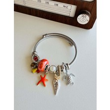 Hediye Vakti Mavi Okyanus Charm Bileklik – Deniz Kaplumbağası, Denizyıldızı ve Sedef Detaylı