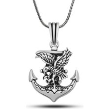 Inure Jewelry Gümüş Kartal Figürlü Denizci Çapası Kolye