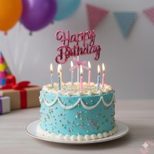 Happy Birthday – Pasta Süsü Krom Yazı Kürdanlı Rose Gold Dekoratif Pasta Üstü