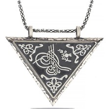 Inure Jewelry Gümüş Üçgen Içi Açılabilen Tuğra Muskalık Kolye