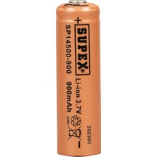 Temiz Pazar Supex SP14500-900S Lityum Ion 3.7 Volt 900 Mah Şarj Edilebilir Başlıklı Pil Tekli