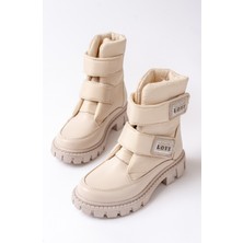 Kız Çocuk Siyah Cırtlı Paraşüt Kumaş Su Geçirmez Kaydırmaz Taban Bot