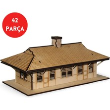 Algwood 1/48 Ölçekli Ahşap Tren Istasyonu Maketi - 42 Parça 3D Ahşap Tren Istasyonu