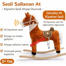 Miajima Peluş Sallanan At Sesli Müzikli Fular’lı Koyu Kahverengi 65 cm