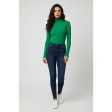 Zuzudan Kadın Yeşil Boğazlı Triko Kazak