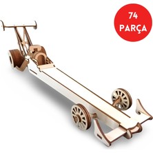 Algwood Ahşap Top Fuel Dragster Maketi - 74 Parça 3D Yarış Arabası Ahşap Hobi Maketi