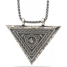Inure Jewelry Gümüş Üçgen Içi Açılabilen Tuğra Muskalık Kolye