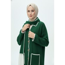 Zuzudan Kadın Nakış Detaylı Atkılı Yumuşak Ceket - Yeşil