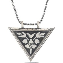 Inure Jewelry Gümüş Üçgen Içi Açılabilen Çiçek Muskalık Kolye