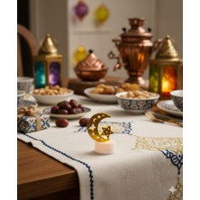 Dodomar 6 cm Ramazan Ledli Tealight Mum Altın Metal Ay-Yıldız Model - Kendinden Pilli Dekoratif Mum