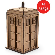 Algwood Dr. Who Tardıs Ahşap Maket Seti - Dr. Who Tarzı 3D Puzzle Hobi Kiti 48 Parça