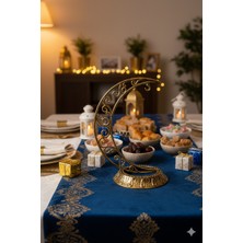 Dodomar 28 cm Ramazan Dekoratif Masa Üstü Hilal Eskitme Gold Plastik Tabanlı Süs