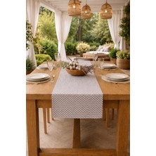 Rona Home Füme Zigzag Desenli Dekoratif Runner - Kaliteli Kumaş Leke Tutmaz Şık Salon Yemek Masası Örtüsü