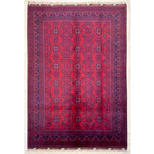 El Dokuma Orijinal Afgan Halı Bilicik Desenli 6 Metre Kare Kök Boya