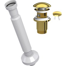 Suera Magic Pipe Körüklü Gider Borusu + Elixir Pop-Up Set (Altın - Taşma Delikli)