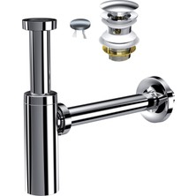 Suera Moon Ayarlanabilir Lavabo Sifonu + Qualis Pop-Up Set (Krom- Taşma Delikli)