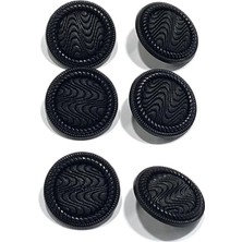 Italyan Hırka Yelek Düğmesi / Siyah / Kumaş Dokulu Parlak Kenarlı / 2 cm / 6’lı Set / ITL001