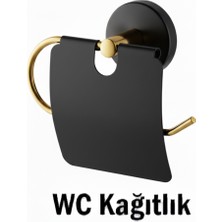 Tesitay Wc Kağıtlık Tuvalet Kağıtlığı Siyah Gold Renk