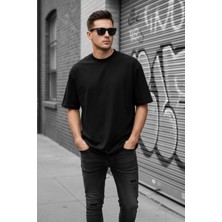 Oksit Benriy Erkek Oversize Basic Bisiklet Yaka Pamuklu T-Shirt Rahat Kesim Unisex Sevgili Kombini