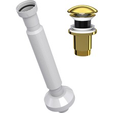 Suera Magic Pipe Körüklü Gider Borusu + Elixir Pop-Up Set (Altın - Taşma Deliksiz)