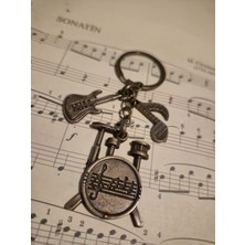 Davul Gitar Nota Figürlü Anahtarlık , Çanta Süsü