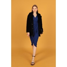 Zuzudan Peluş Kumaş Kadın Siyah Kaban