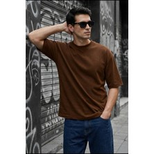 Oksit Benriy Erkek Oversize Basic Bisiklet Yaka Pamuklu T-Shirt Rahat Kesim Unisex Sevgili Kombini