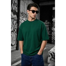 Oksit Benriy Erkek Oversize Basic Bisiklet Yaka Pamuklu T-Shirt Rahat Kesim Unisex Sevgili Kombini