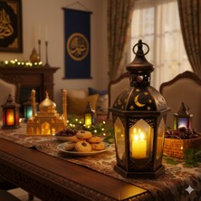 Dodomar 43 cm Ramazan Ledli Eskitme Model Lüks Fener - Pil Dahil Dekoratif Ramazan Feneri