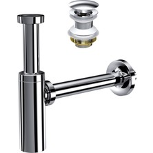 Suera Moon Ayarlanabilir Lavabo Sifonu + Qualis Pop-Up Set (Krom - Taşma Deliksiz)