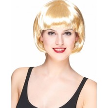 Flamex Platin Altın Dore Renk Küt Parti Peruğu Kısa Takma Peruk 017