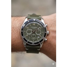 Lee Cooper 41MM Çelik Kasa, Haki Deri Kordon, Multifonksiyon Erkek Kol Saati