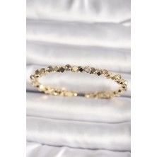 Skygo Pirinç Gold Renk Zirkon Taşlı Küp Dorika Model Kadın Bileklik