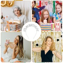 Flamex Kristal Taşlı Gümüş Renk It&amp;#39;s My Birthday Yazılı Doğum Günü Parti Tacı 14