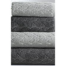 Brf Mürdüm Sarmaşık Çift Renk Banyo Havlusu, 4'lü Paket 2 Parça (70X140),2 Parça (50X90) Yumuşak ve Emici, Kaliteli Günlük Kullanıma UYGUN%100 Pamuk Havlu (-Gri)