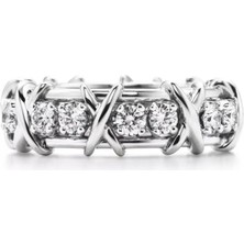 Alsem 925 Ayar Gümüş Detaylı Düğüm Figürlü Taşlı Zarif Kadın Yüzük  , Serenay Baget Taşlı Tam Tur Yüzük