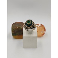 Altuntaş Aksesuar Yeşil Kehribar Taşlı Diliriş Eseri 925 Ayar 25 mm  18,90 G. Erkek Yüzüğü