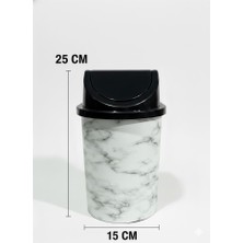 abnturk 3 Litre Mermer Desen Click Kapaklı Çöp Kovası Küçük Boy Kaymaz Taban ile Şık Tasarım Renkli