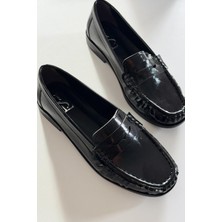 I Love Shoes Marcel Kadın Loafer Siyah Kırışık Rugan