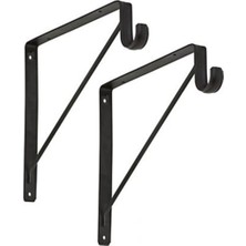 Depolife Metal Braket Raf Tutucu Demiri Askılık Borusu Takılabilir Duvar Montajlı Siyah Renk 25X25CM.