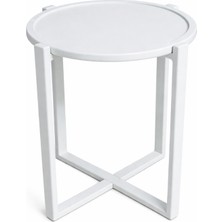 Tahtagurusu 22 mm Mdf Lake Boyalı Beyaz Yan Sehpa | Çift Taraflı Tepsi | 50 cm Çap – 62 cm Yükseklik