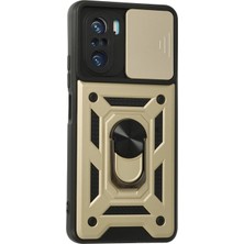 Marsilyan Xiaomi Poco F3 Kılıf Pars Lens Yüzüklü Silikon - Gold