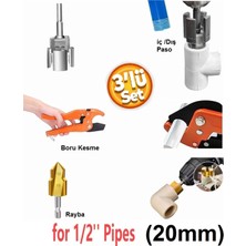 Depolife Pvc Pprc Boru Kesme Makası Iç ve Dış Diş Açma Aparatı 1/2" (20MM) Yiv Paso Açma Anahtarı Rayba Pafta